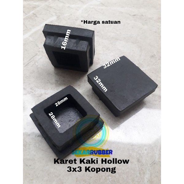 Karet Kaki Hollow 3x3 Kopong Alas Tutup Kaki Kursi Meja Rak Besi Baja Ringan Sepatu Hollow