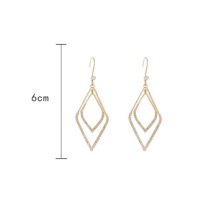 925 jarum perak geometris anting-anting berlian elegan Korea fashion anting-anting anting-anting gay