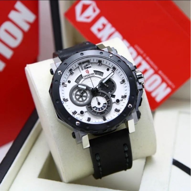 Jam Tangan Expedition E 6402 Pria / E6402 MC Black White Original