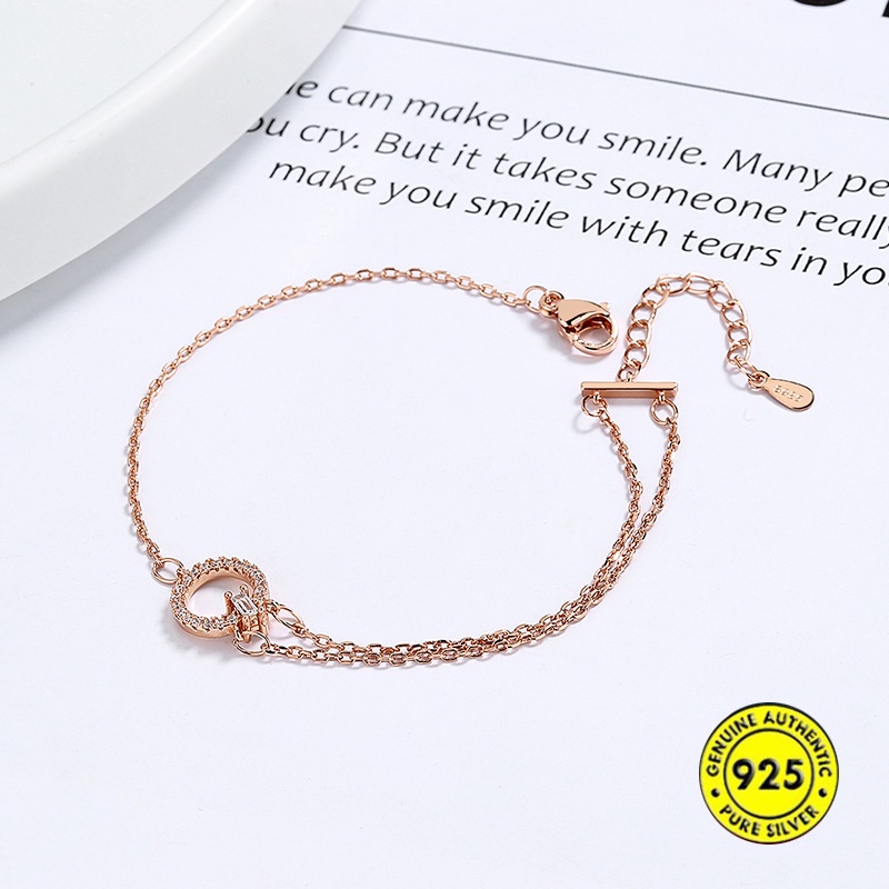 Gelang Berlian Imitasi Model Double Layer Gaya Korea Untuk Wanita