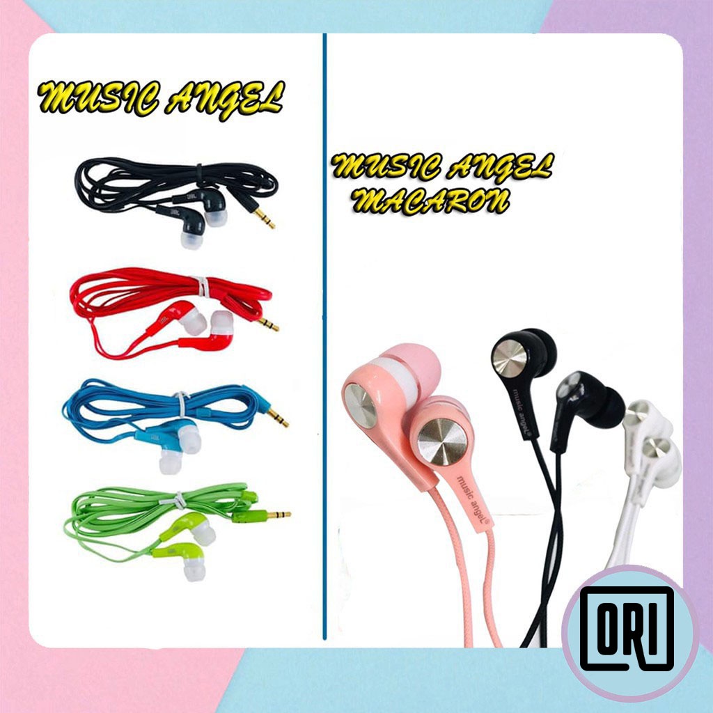 Music angel handsfree headset earphone mp3 non mic stereo extra bass colorfull