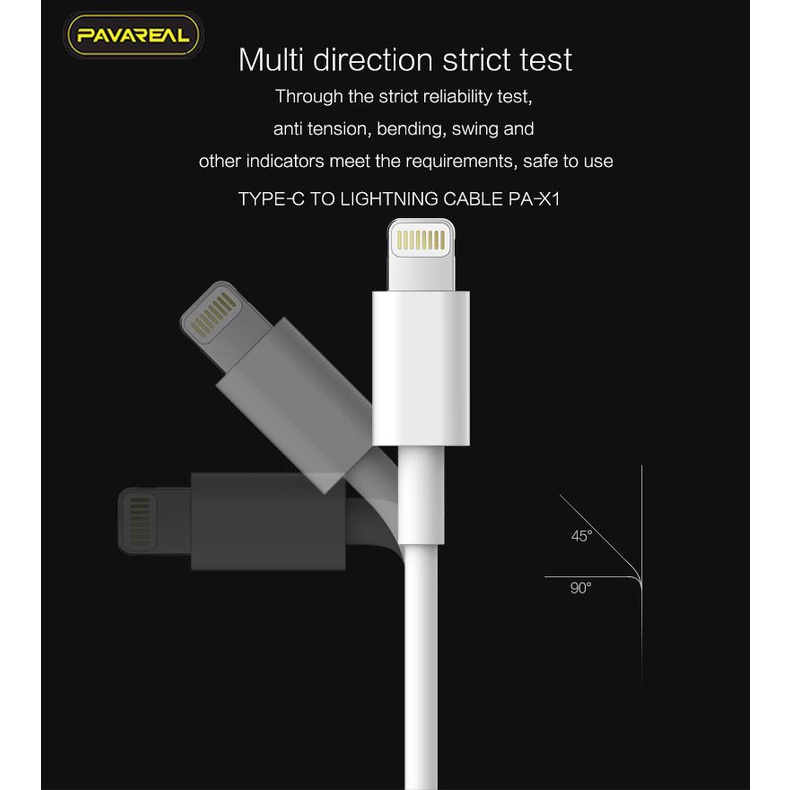 Kabel Data Pavareal PA-X8 Type C To Lightning 20W QC 3.0 Super Fast Charging Aksesoris Handphone Hp GALLERYONE gallery one