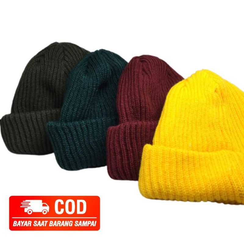 Kupluk Polos Beanie hat Pendek Tebal short Beanie Polos Pria dan Wanita