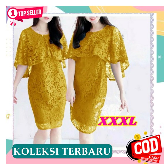 Model Baru.. Dress Bunga/Dress Bunga Korea/Dress Floral Korea/Dress Wa Dress Jumbo Cape Brukat Alexi