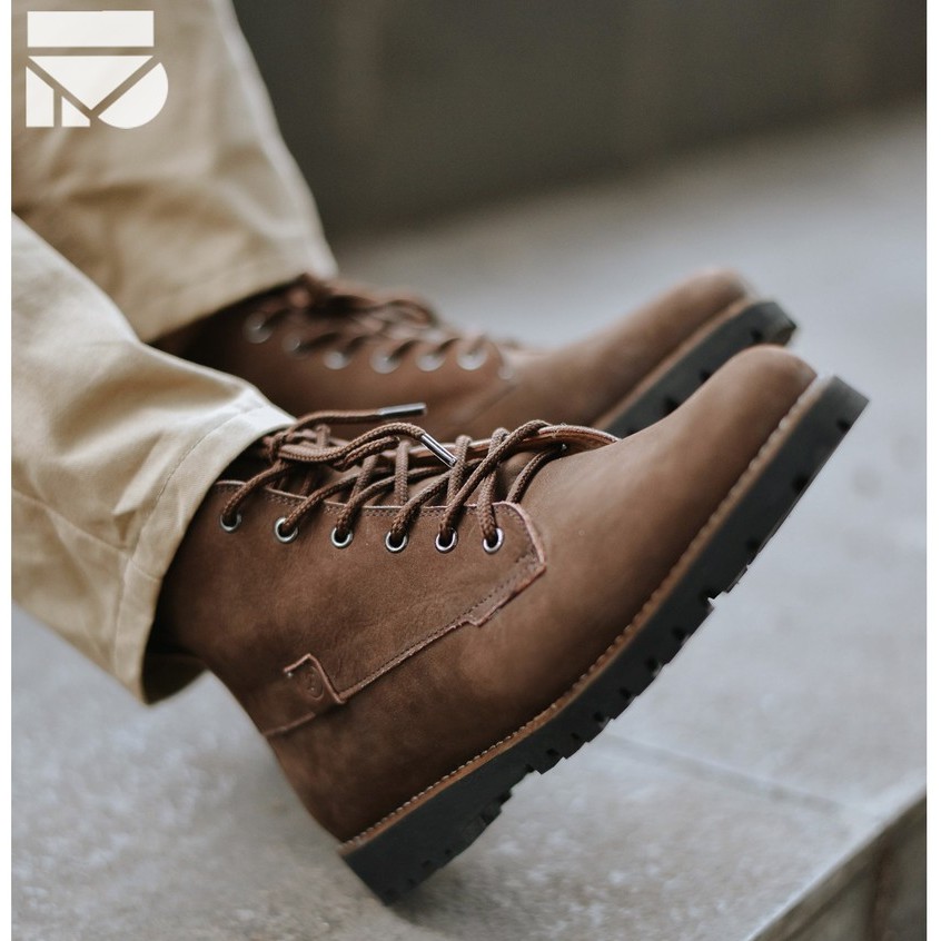 Icon Dark Brown | Sepatu Kulit Asli Vintage Klasik Pria Cowok Men Boots Footwear Ori | FORIND Zapato