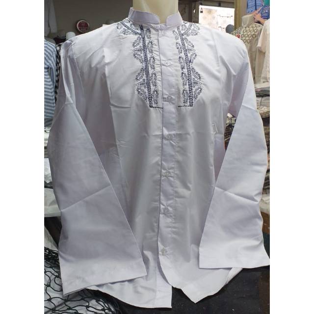 Baju koko preview plus by itang yunasz putih lengan panjang