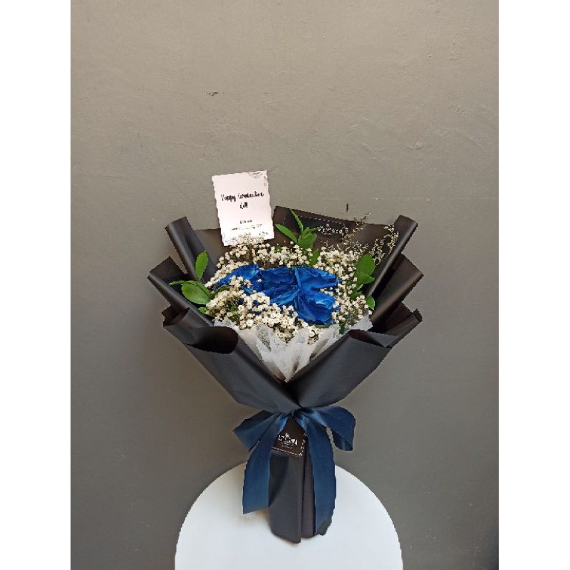 Bouquet buket bunga  valentine 3 tangkai mawar dan baby breath - bellisima florist bogor
