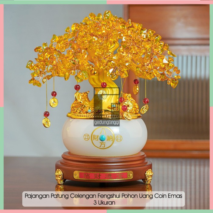 Pajangan Patung Hiasan Hadiah Kado Meja Kantor Aesthetic Pohon Benda Fengshui Fengsui Feng Shui Tree Tanaman Bambu Dewa Dewi Rejeki Rezeki Hoki Kantong Celengan Atm Anak Target Uang Duit Coin Emas Gold Keberuntungan Giok Resin Decoration Lucu Unik Jumbo