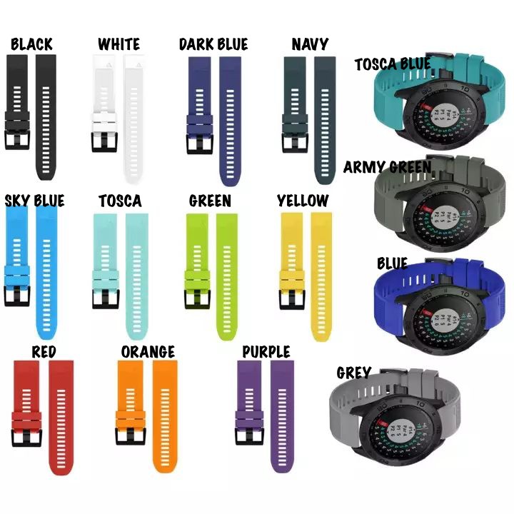 Quick Fit Rubber Sports Strap Band Garmin Fenix 5x - 6x - Fenix 3 HR - D2 Bravo - 26mm