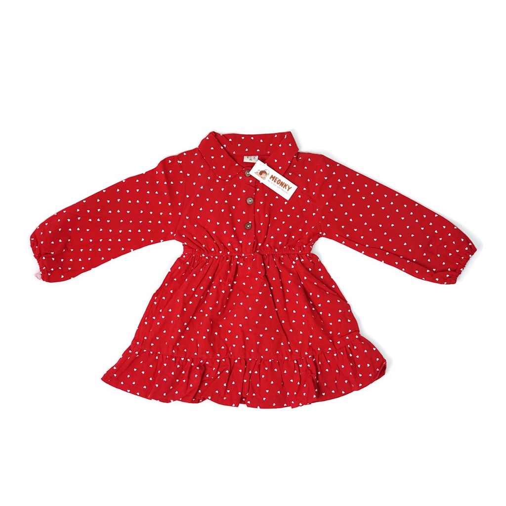 Meonky Official Shop Baju anak Cewek /Kualitas Import /Motif Polkadotte Love Heart To heart/ 100 % Premium Cocok Untuk Usia 3 Sampai 4 tahun (G - 8)-2