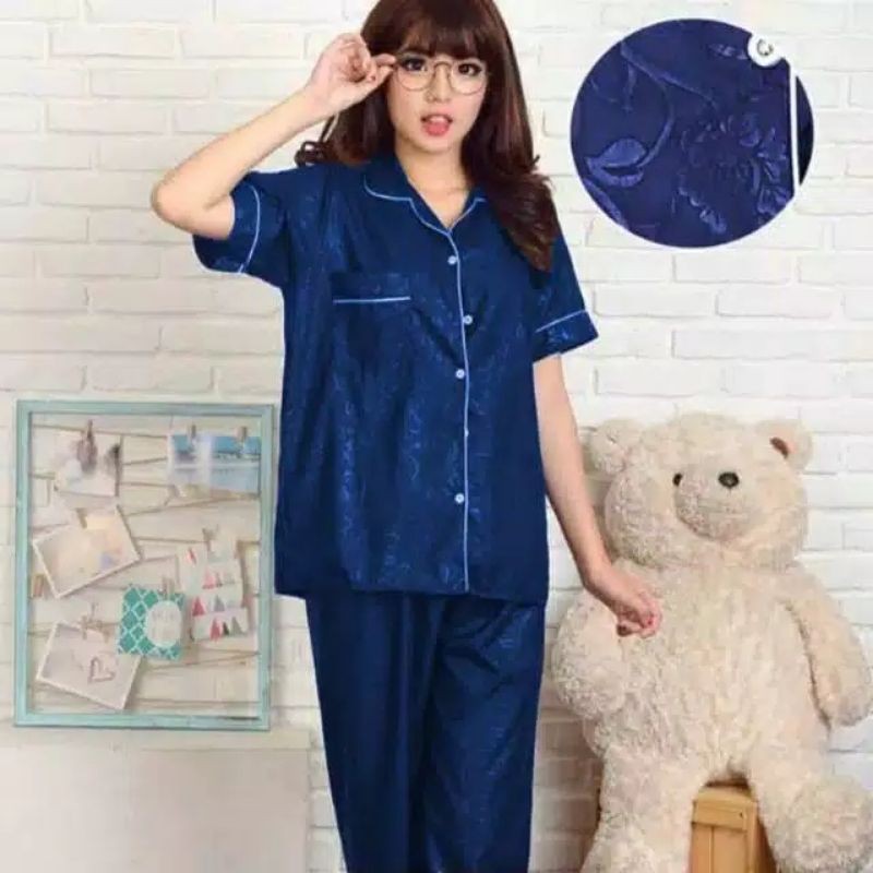 One Set Piyama Wanita Piyama Nesya Motif Set One Set Piyama Embos Katun Motif