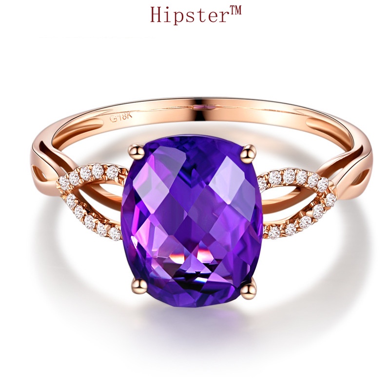 New Popular Classic Geometric Inlaid Amethyst Ring