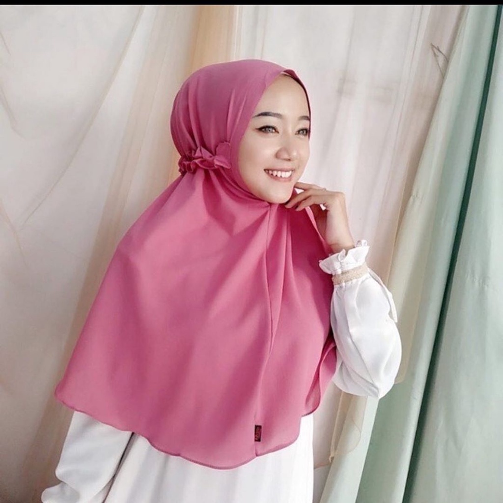 Hijab BERGO TALI KRIWIL / Maryam Diamond / Jilbab Instan / Khimar Rempel-Dustypink