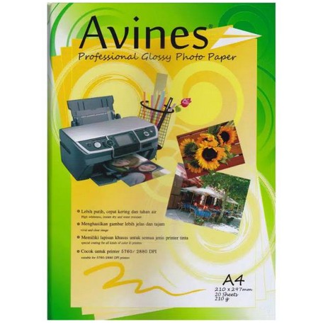

Avines Photo Paper Glossy 210 gsm-20 lbr