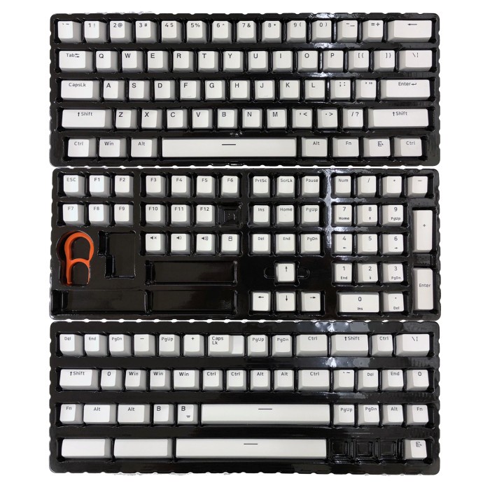 ALCHA KEYCAPS BLACK ON WHITE BOW PBT DOUBLE SHOT OEM PROFILE KEYBOARD