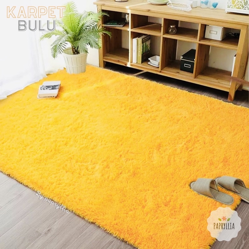 Krucils Store - Karpet Bulu Rasfur Karpet Lantai Kasur Bulu 200x150cm + Busa Tebal ( Orange )