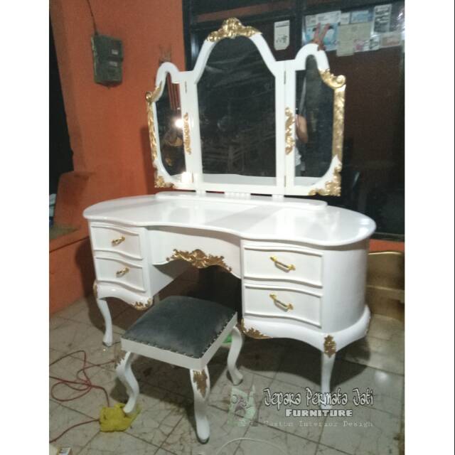 Meja Rias Batman Duco Mewah Furniture Jepara Tolet Vanity Desk Makeup Desk Shopee Indonesia