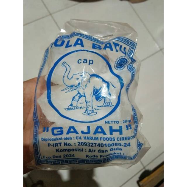 

Gula Batu Putih CAP GAJAH Khas Cirebon Kemasan 250 Grm