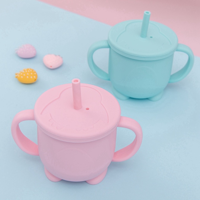 FS 4 | GELAS BAYI SILIKON ANTI PECAH | BABY SILICONE CUP | GELAS SILICONE HANDLE CUP | RUZAIN MALL