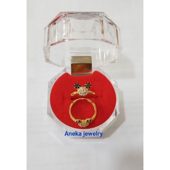 Cincin Mickey Mouse anak mata2, Perak 925, Sepuh Emas Kuning