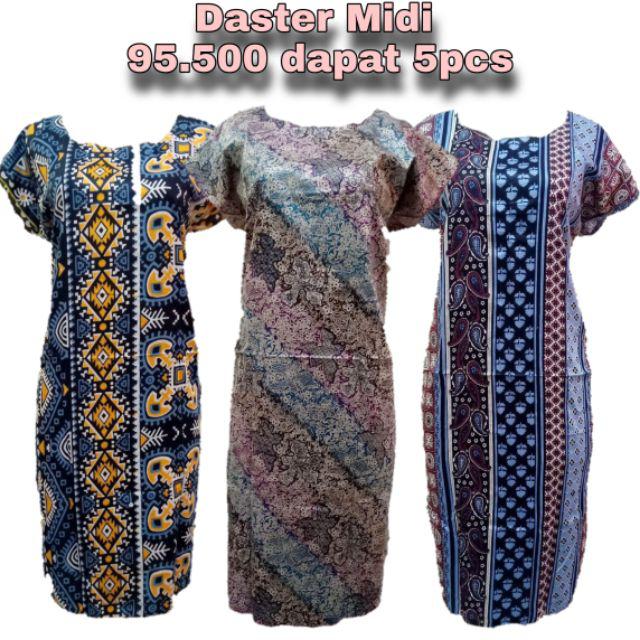 Daster Kencana Ungu Batik - Motif Abstrak - Leher Kancing - Busui - Bumil - Centini Hitput-Midi Motif Random