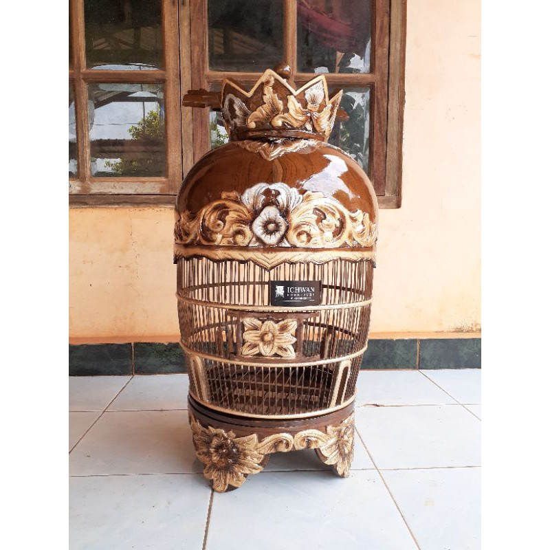 SANGKAR BURUNG PERKUTUT UKIR SANGKAR BURUNG PERKUTUT MODEL BUNGA KANDANG BURUNG KAYU JATI JEPARA