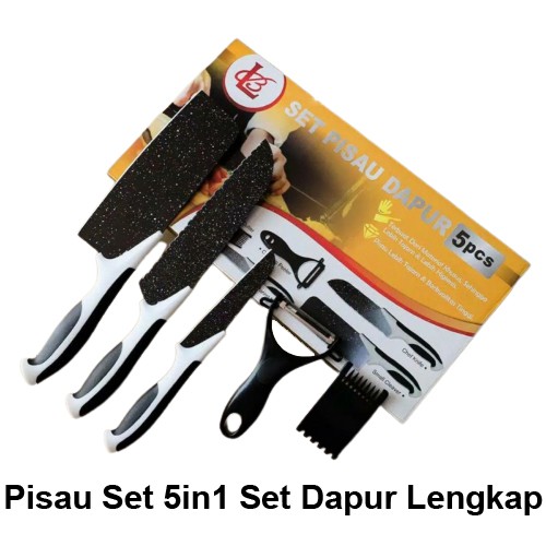 Pisau Set 5in1 Set Dapur Lengkap / Pisau Dapur 1 SET ISI 5 Pcs / Pisau Set MURAH TLM