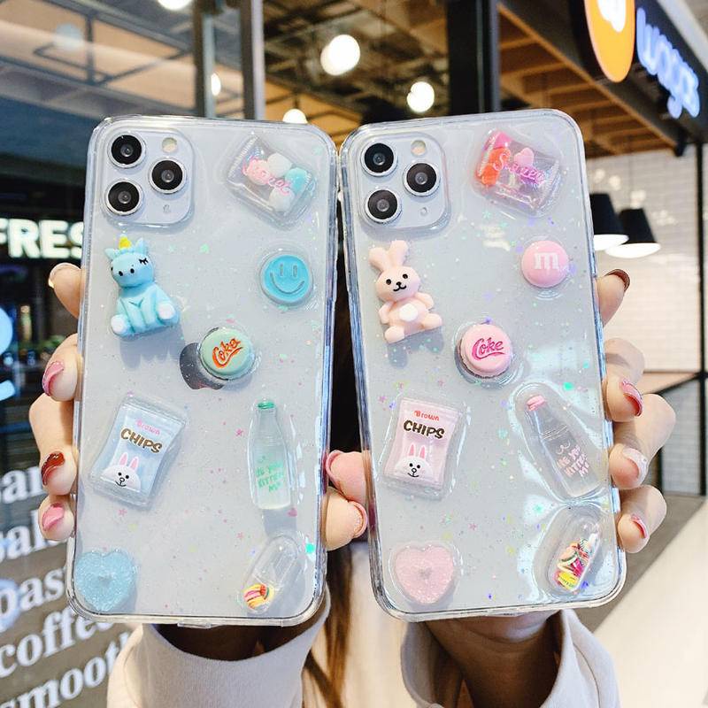 Soft Case TPU Motif Unicorn 3D Glitter Untuk iPhone 13 12 11 Pro MAX Mini X XS MAX XR SE 2022 2020 7 8 Plus