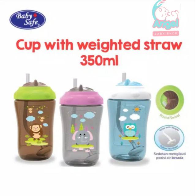 Baby safe FS405 botol minum 300ml sedotan+pemberat Mix