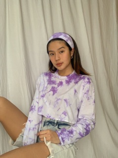  Kaos  tie  dye  lengan  panjang  crop with Cloudy 2 pilihan 