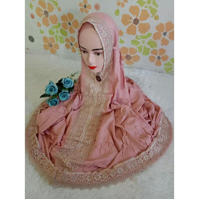 Mukena Terusan Dewasa Rayon Renda