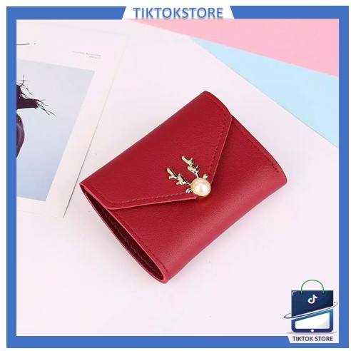 TIKTOK - Dompet Lipat Mini Tanduk Rusa Cewek / Dompet Cewek / Dompet Fashion / Import