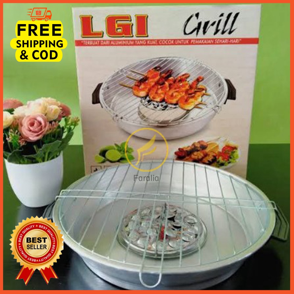 Alat Pemanggang Lgi Grill Bbq Roaster Pan Panggangan Portable Magic Round Bulat Masak Daging Sate