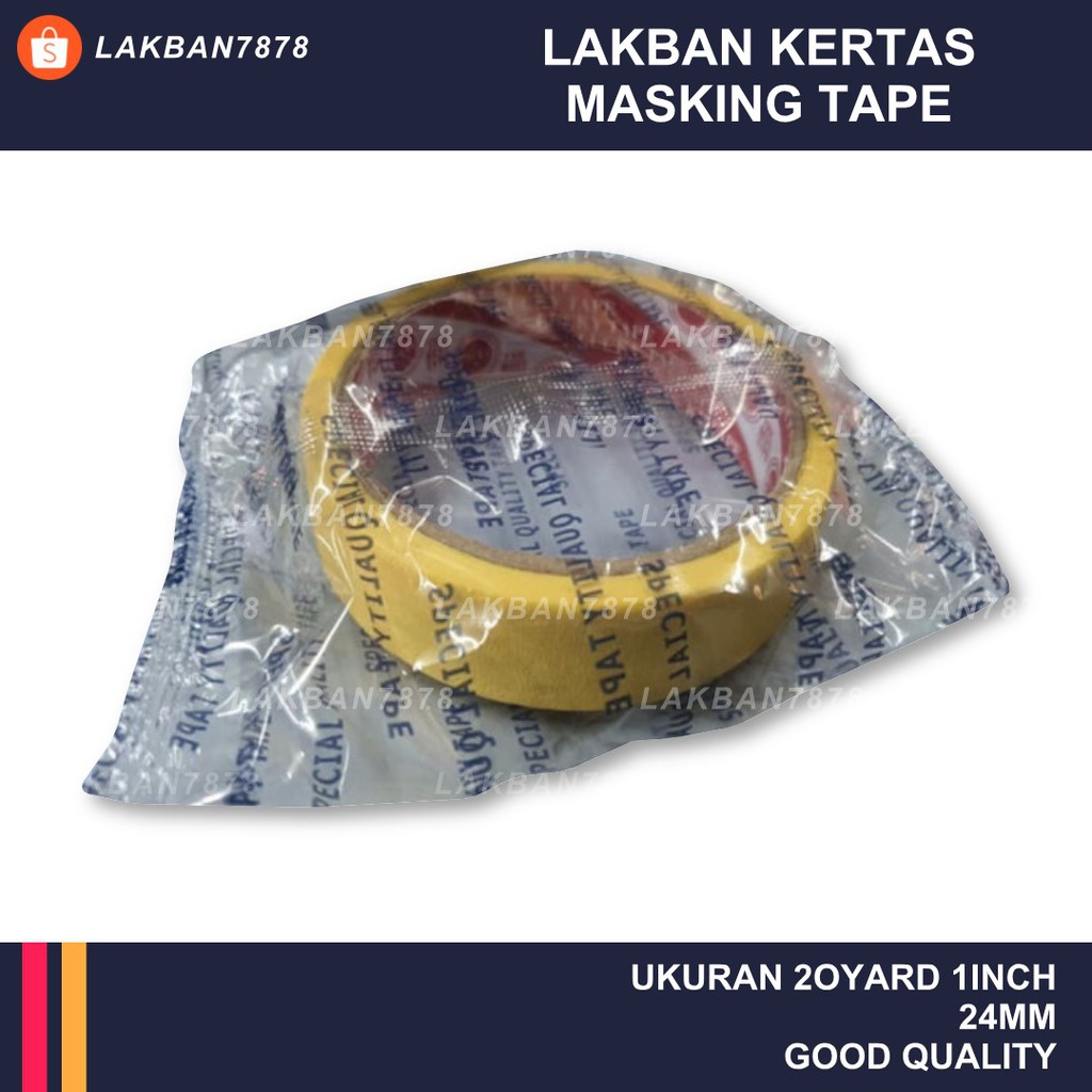

Lakban KERTAS 1inch / 24mm / Masking Tape isi 20 Yard