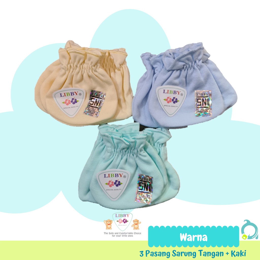 LIBBY Sarung Tangan + Kaki Motif Mix  (3 pcs/3 pack)