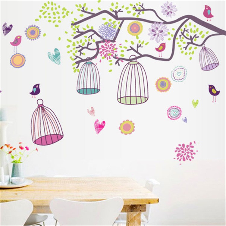 RELIZA WALLSTICKER sangkar burung colorful bird cage AY993 Stiker Dinding Wall Sticker pt