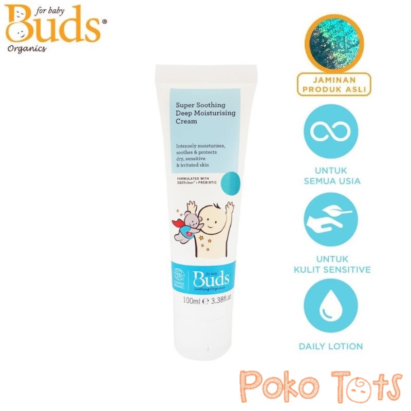 Buds Organics Super Soothing Deep Moisturising Cream 100ml Krim Pelembab Kulit Sensitif BSO Soothing Organic WHS