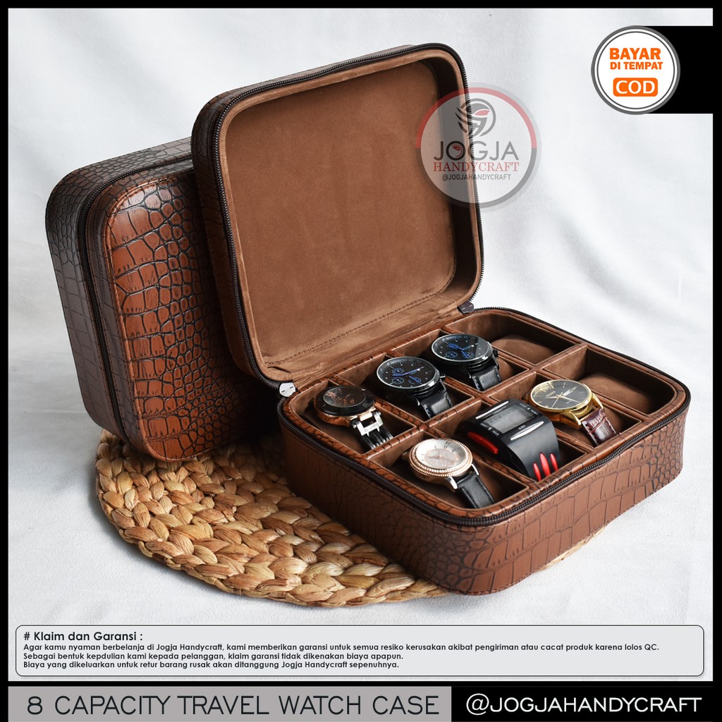 8 Slots PREMIUM Travel Watch Box Jumbo / Tempat Jam tangan / Kotak Jam Tangan / Watch Case