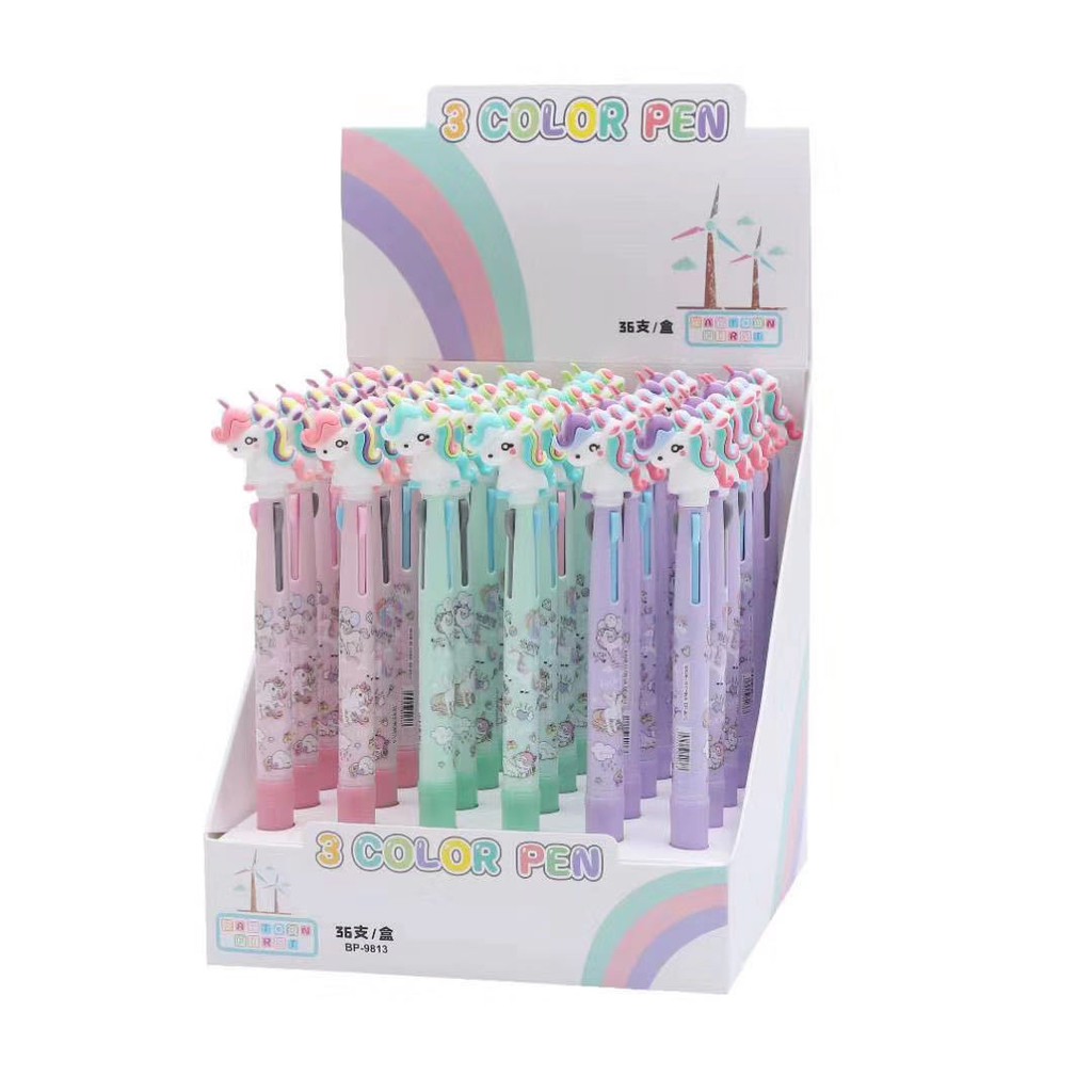 

PULPEN 3 WARNA KEPALA UNICORN SLIM PENA WARNA WARNI CUTES