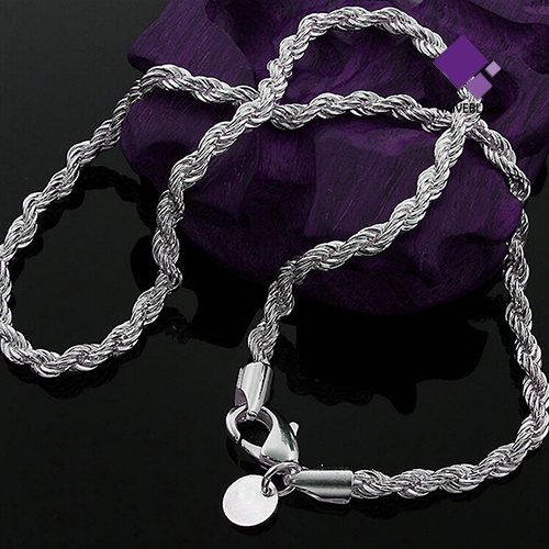 Kalung Rantai Bahan Sterling Silver 925 Untuk Pria Dan Wanita