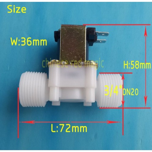 DN20 Normally Closed Water Inlet Valve 3 per 4 inch Selenoid Valve Mesin Cuci Kran Otomatis AC220V