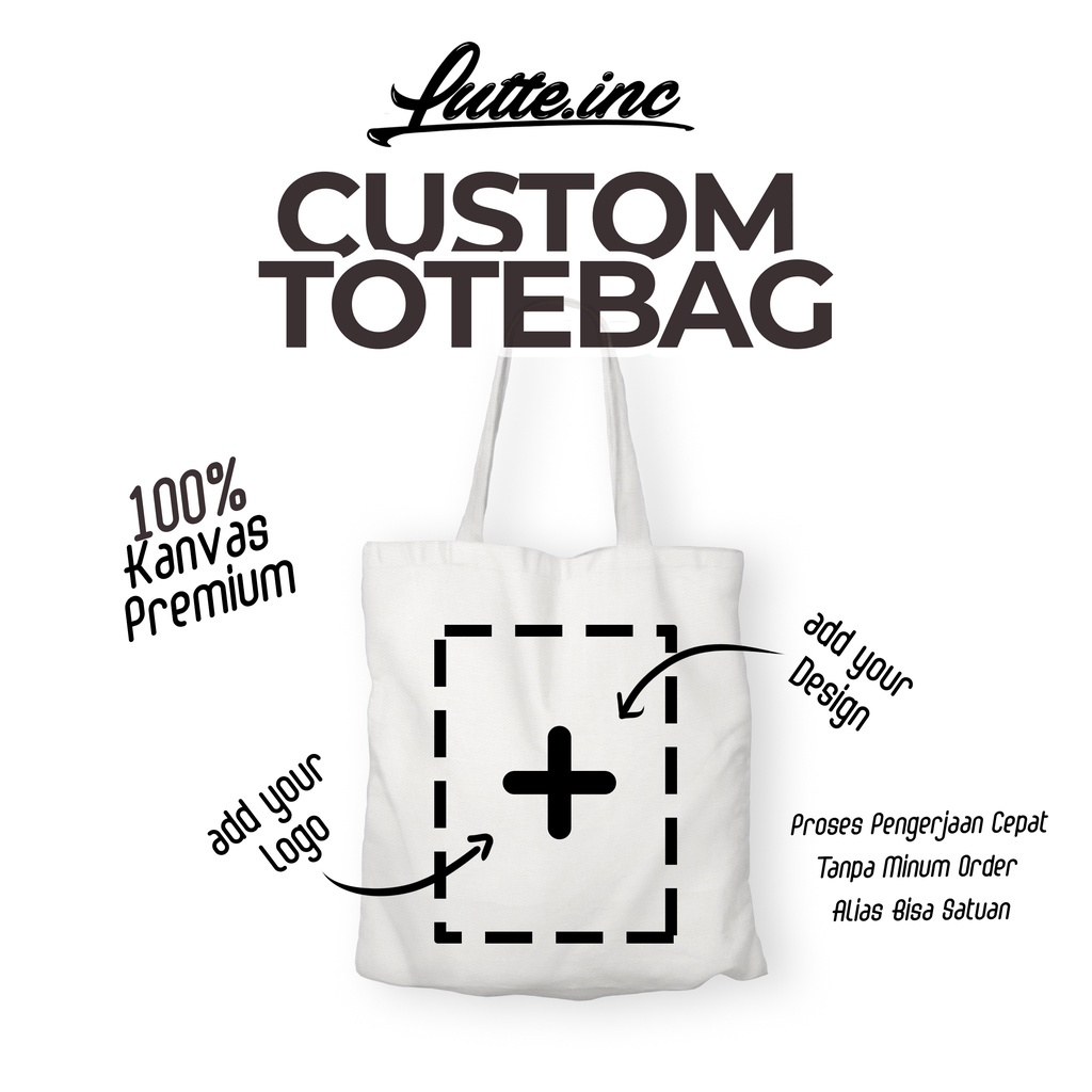 Custom Totebag Kanvas Premium Resleting 30x40 Bisa satuan/Lusinan