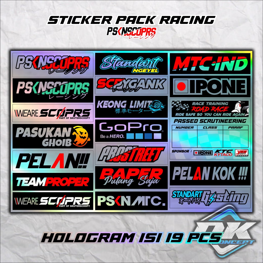 Sticker Pack Racing Sticker Motor Pasukan BEAT/ VARIO/ SCOOPY