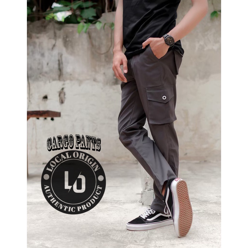 CELANA CARGO PANJANG PRIA SLIMFIT ABU / GREY - CARGO PANTS PREMIUM HIGH QUALITY - CELANA GUNUNG PDL - KARGO KATUN