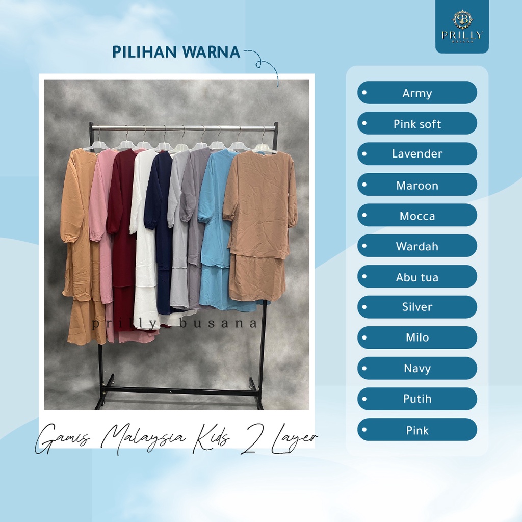 PB Prilly Busana - Keyla - malaysia anak 2 layer - gamis malaysia anak 2 layer