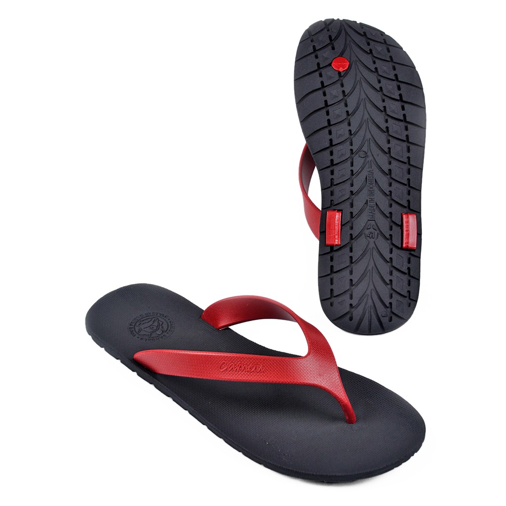 CAMOU - WR Hitam Merah - Sandal Jepit Sandal Pria Sandal Flip Flop