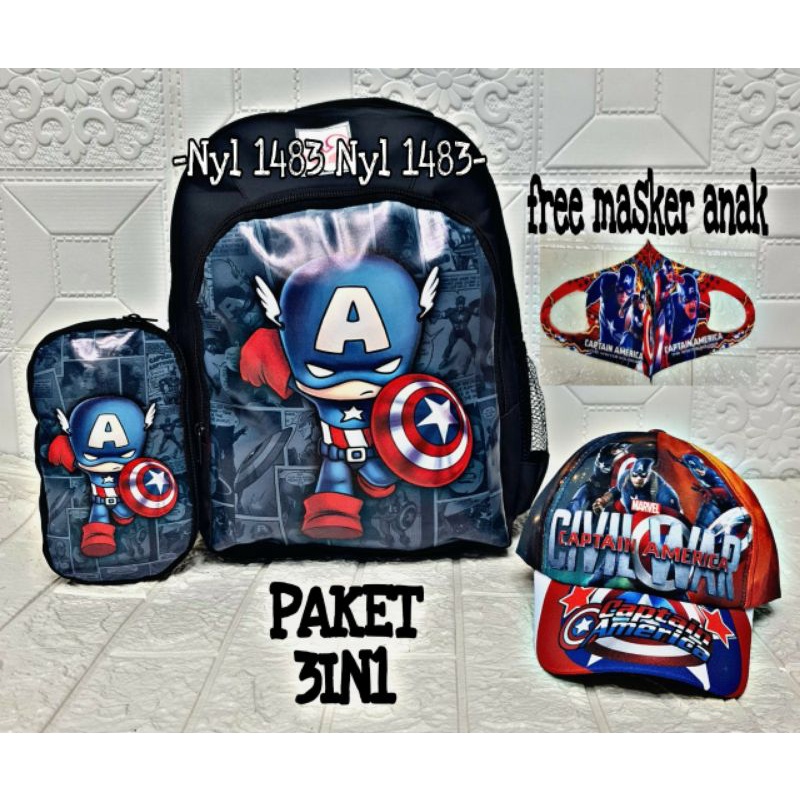 TERMURAH Paket hemat 3in1 Ransel anak TK SD tas anak laki laki kumplit