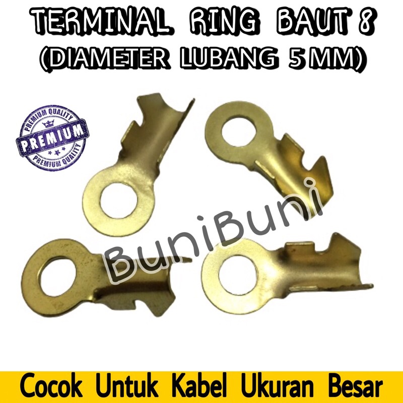 Terminal Skun Massa Ring Baut 8 TEBAL / M5 Diameter 5 MM Untuk Kabel Ukuran Besar - ECERAN