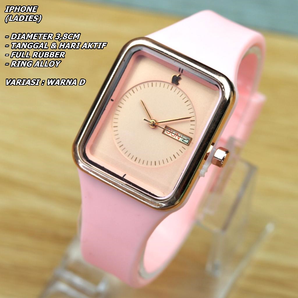 JAM TANGAN WANITA FASHION RUBBER/KARET SEGI TANGGAL AKTIF