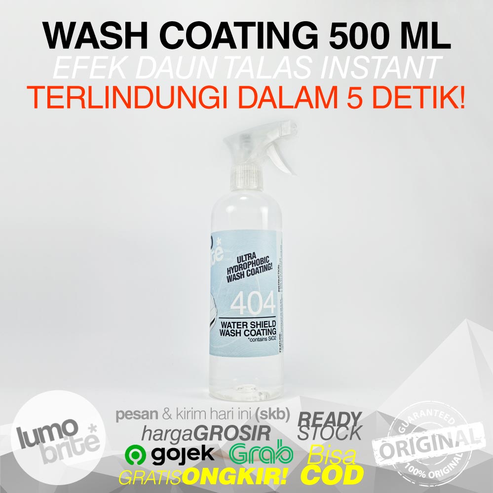 Pengkilap Body Motor Mobil LUMOBRITE 404 WATERSHIELD 500ml Concentrate Premium Instant Nano Ceramic Coating Glossy Matte Doff Konsentrat Wet Coat Pelindung Poles Bodi Cat Kaca Helm Plastik Sepeda Paint Protection Pelapis Permanen Garansi Penghitam